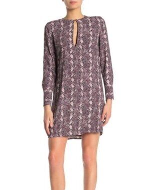 NWT EQUIPMENT Women's Bonnie Snake Print Shift Dress Tawny Port Multi Small $375